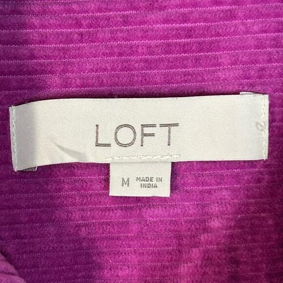 Loft Fuchsia Corduroy Button Front Shirt Long Sleeve Berry Pink Feminine Size M - Picture 5 of 6